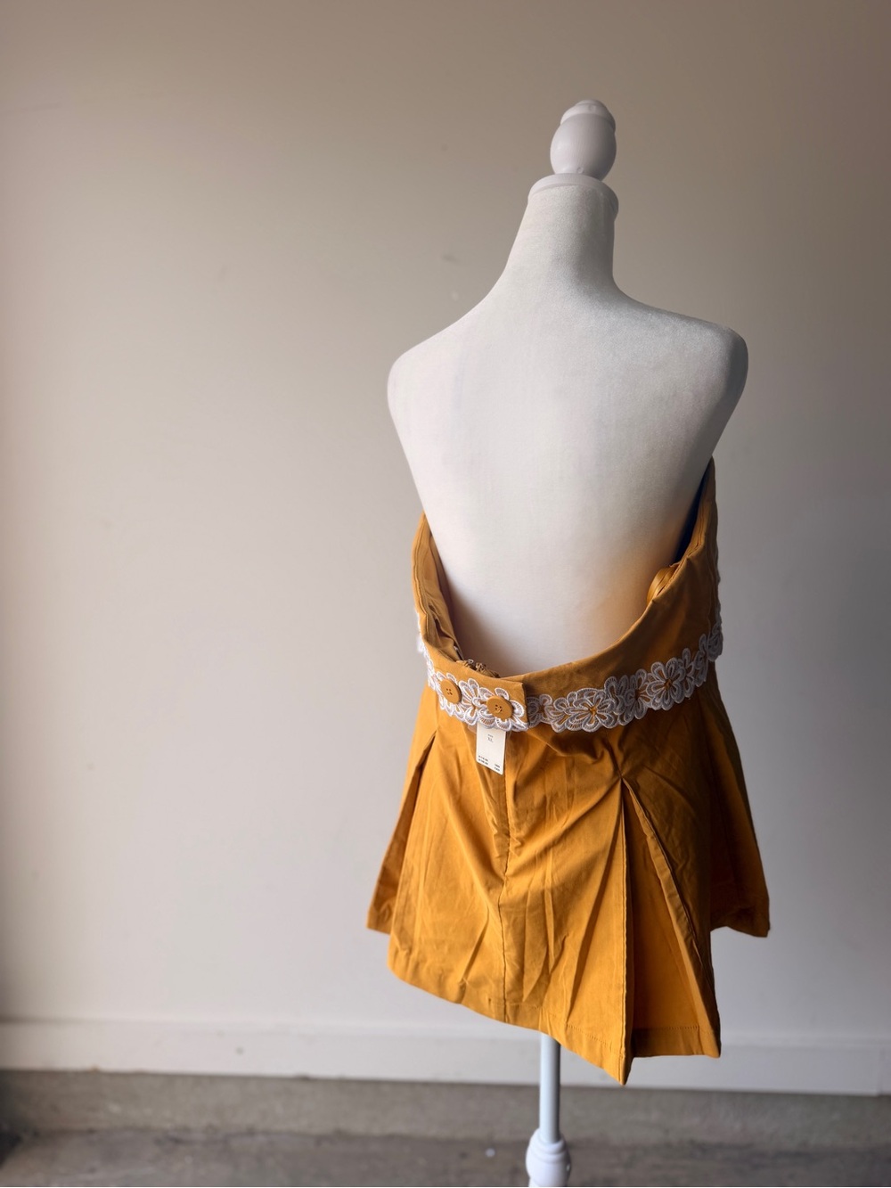 Maeve Mustard Yellow Strapless Dress with White Label - Picture 3 of 7